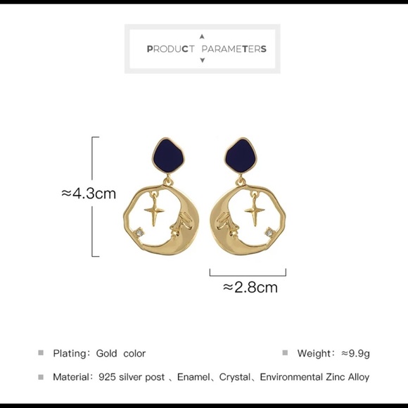 Drop Earring Star Moon Cross Round Earrings - Picture 5 of 6